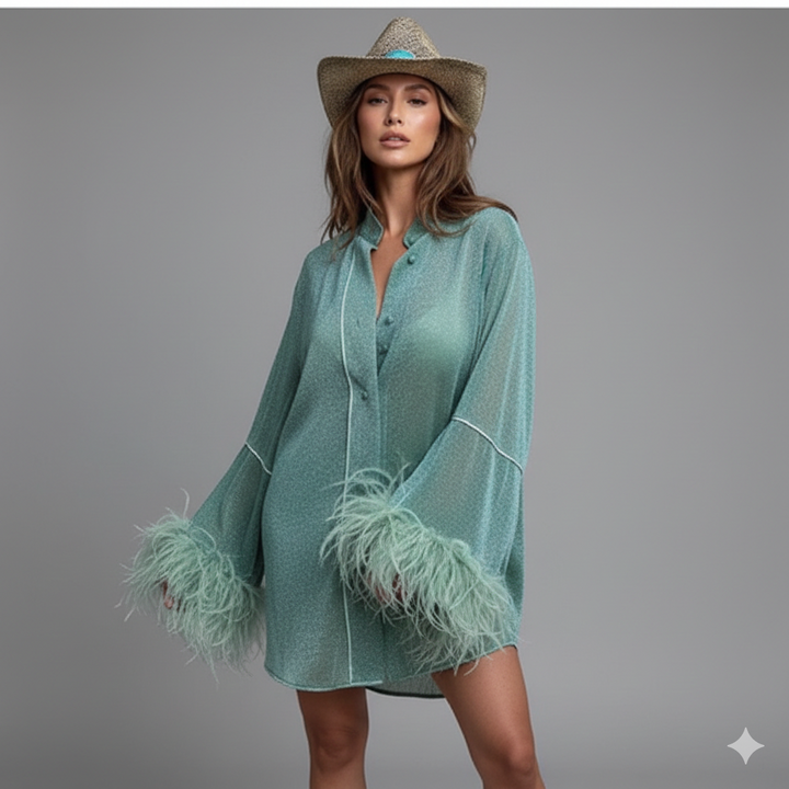Drune | Herbst Winter Feder Stehkragen Langarmoberteil und Hosen Set
