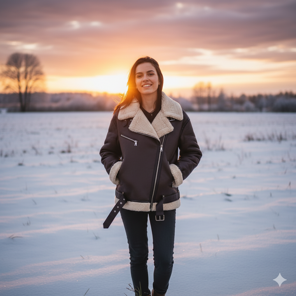 Drune | Braune Lederfliegerjacke für Damen
