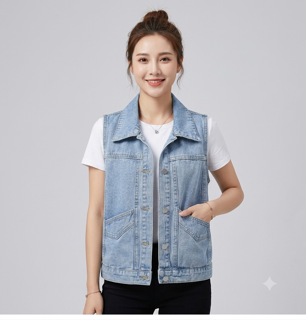 Drune - Denim Weste Mit Perle