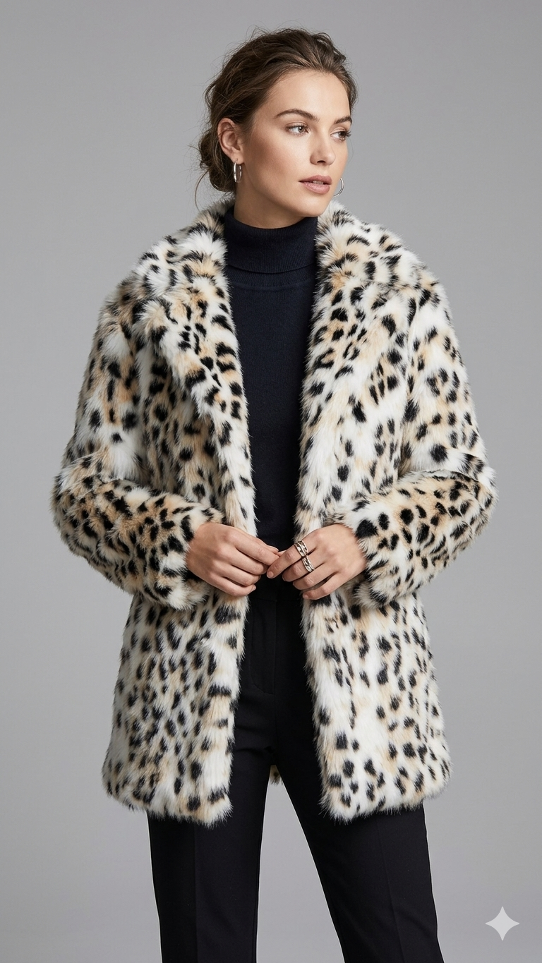 Damen Fluffy Kunstfell Jacket Drune