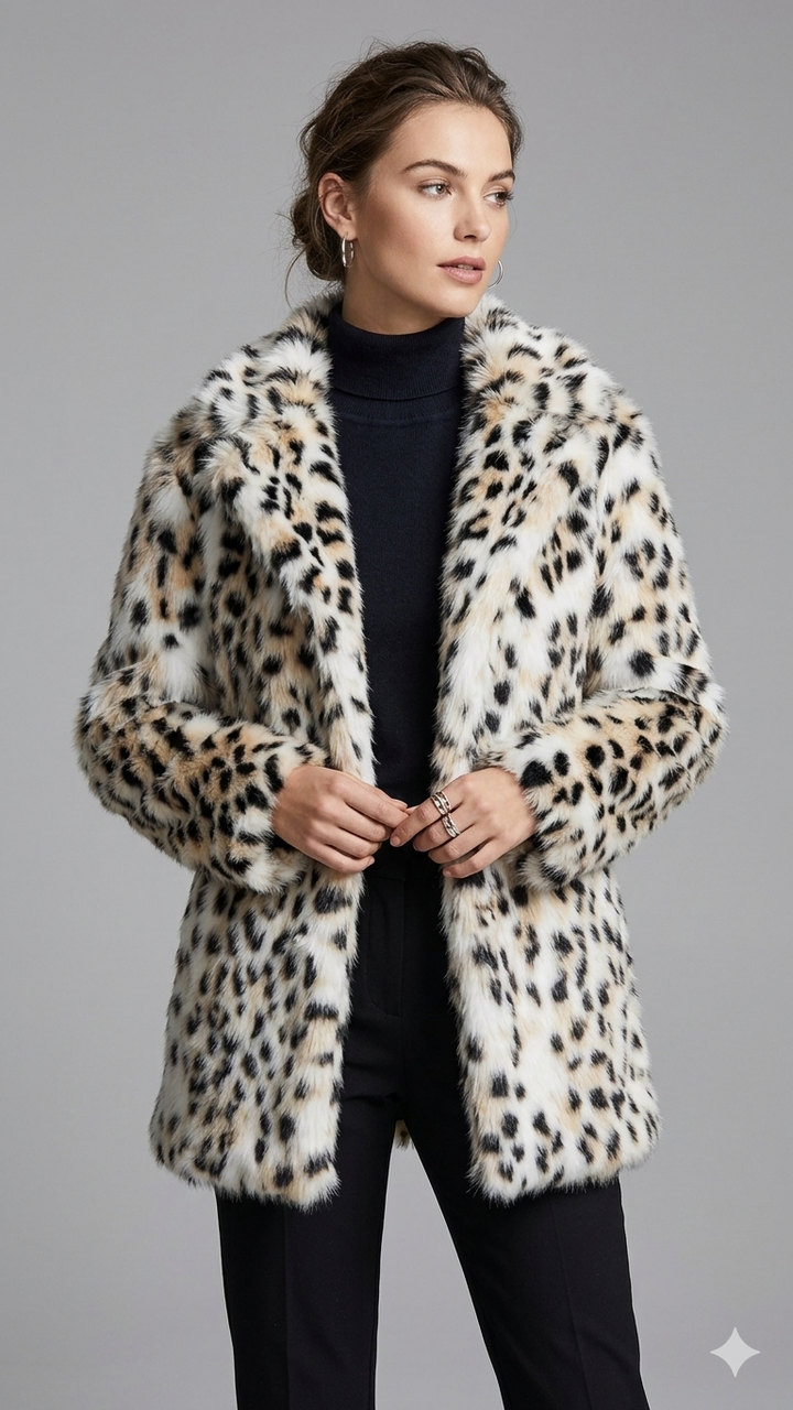 Damen Fluffy Kunstfell Jacket Drune
