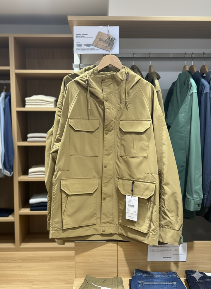 Drune | Vintage Winddichte Arbeitsjacke Mit Kapuze Und Mehreren Taschen