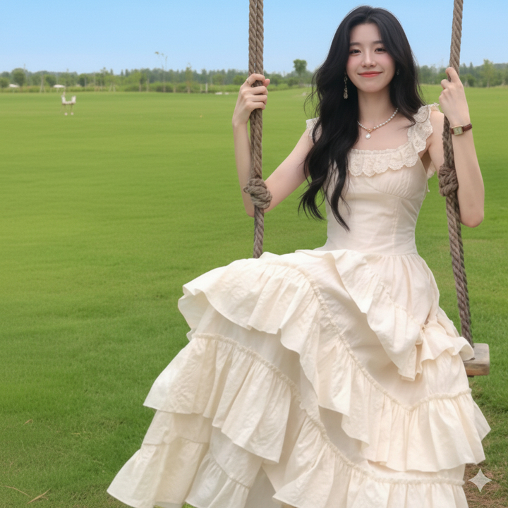 Drune | Elegantes Ärmelloses Rüschentorte Kleid