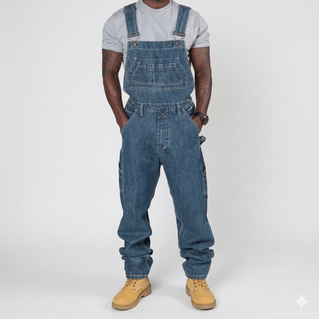Herren Latzhose aus robustem Denim mit praktischen Taschen Drune
