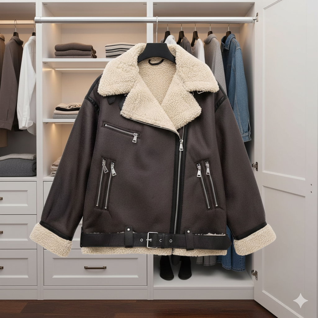 Drune | Braune Lederfliegerjacke für Damen