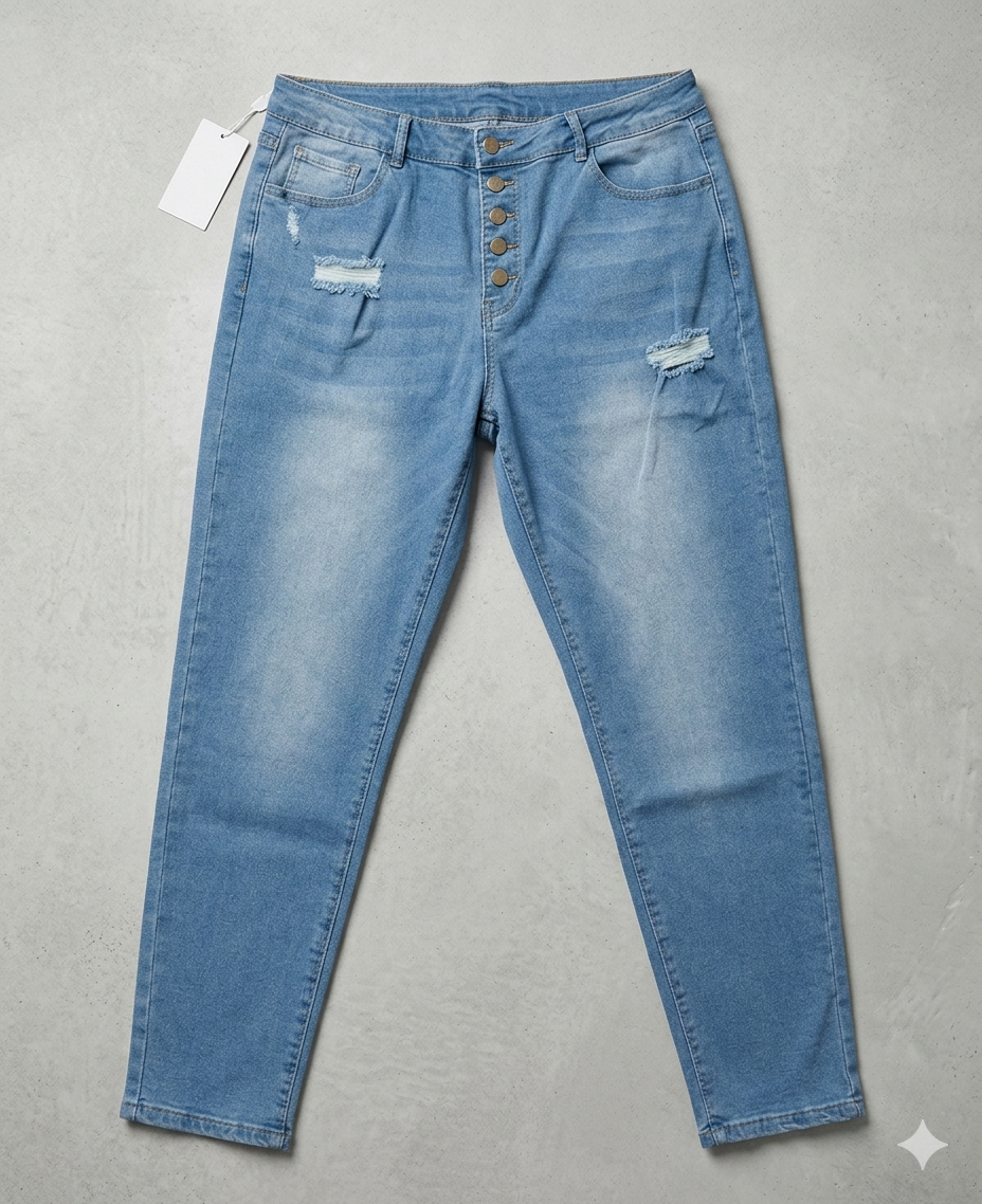 Drune | Trendige Skinny Damenjeans mit Modischen Knöpfen