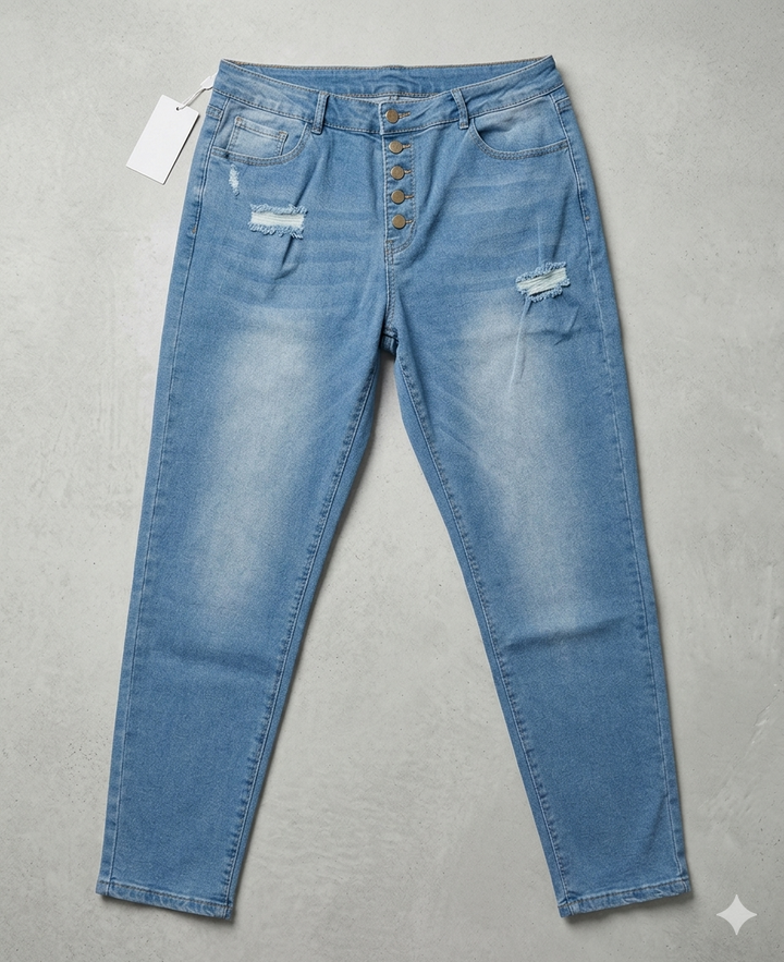 Drune | Trendige Skinny Damenjeans mit Modischen Knöpfen