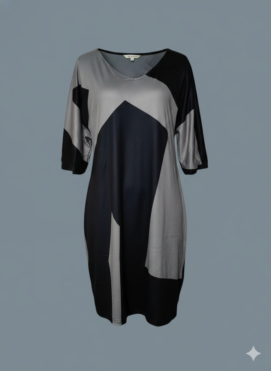 Drune | Kleid mit V-Ausschnitt und Geometrischem Muster