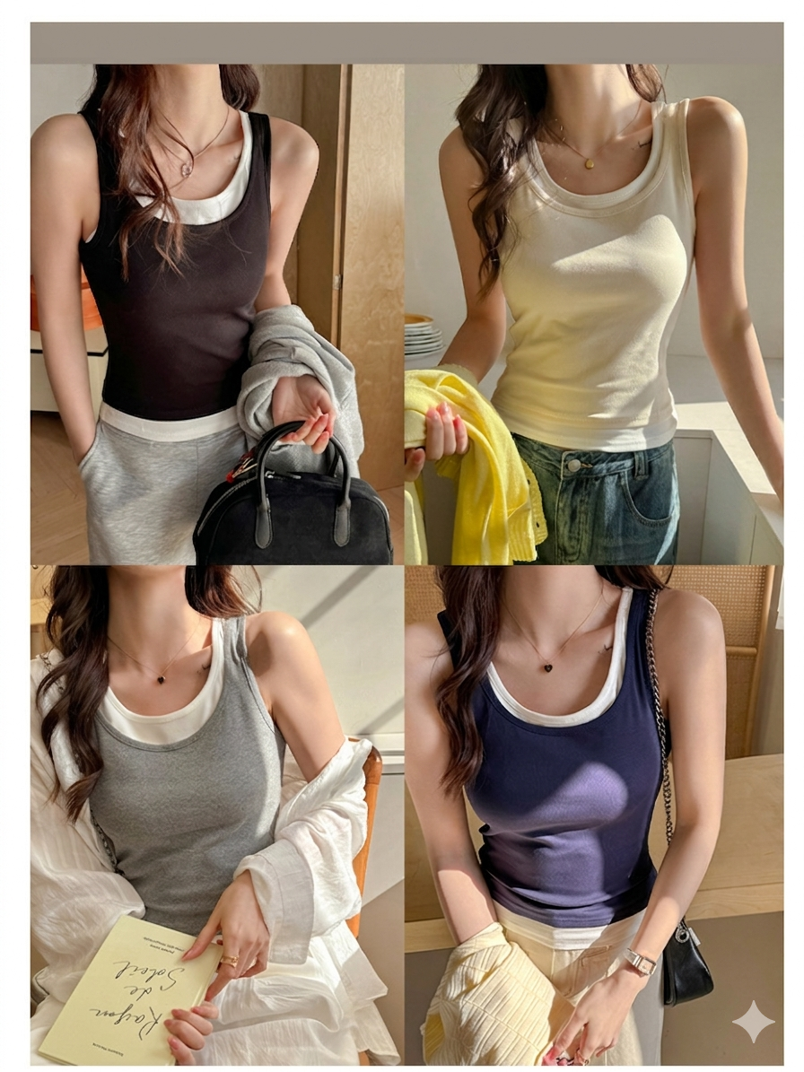 Damen Strick Cami Tank Top Einfarbig Slim Fit