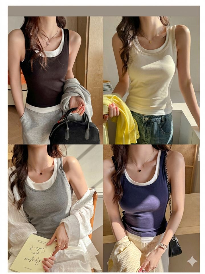 Damen Strick Cami Tank Top Einfarbig Slim Fit