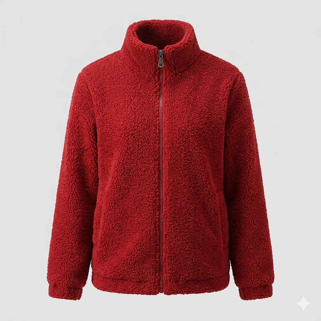 Damen Flauschige Fleecejacke mit hohen Kragen und seitlichen Taschen Drune