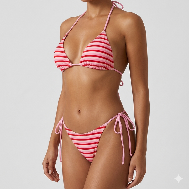 Damen Bikini-Set mit verstellbaren Trägern und hochgeschnittener Shorts Drune