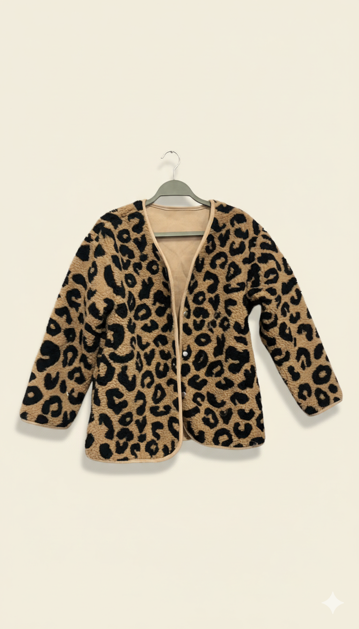 Drune | Stylische Fleecejacke mit Leopardenmuster