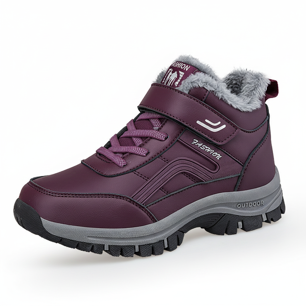 Damen Warm gefütterte Outdoor-Wanderschuhe mit verstellbarem Klettverschluss Drune