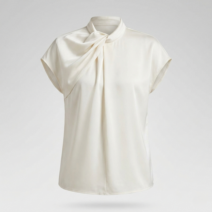 Satin Schluppenbluse Damen Kurzarm