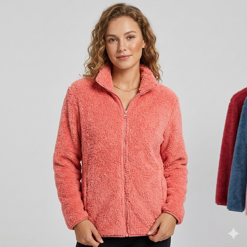 Drune | Damen Flauschige Fleecejacke mit hohen Kragen und seitlichen Taschen Drune