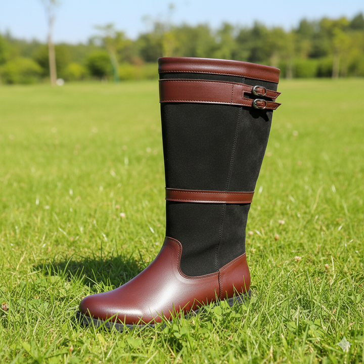 Drune | Outdoor-Stiefel mit hohem Schaft und Schnallen - Leder-Regenstiefel für Damen