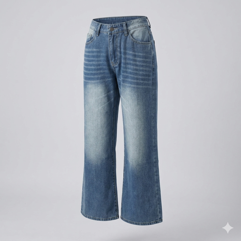 Damen lässige Schlagjeans mit weitem Bein Drune