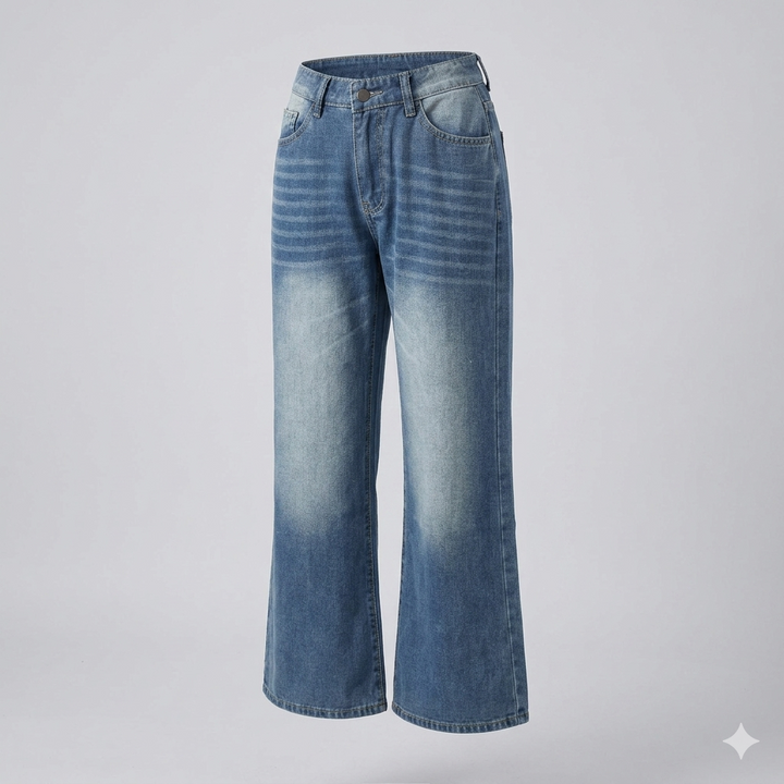 Damen lässige Schlagjeans mit weitem Bein Drune