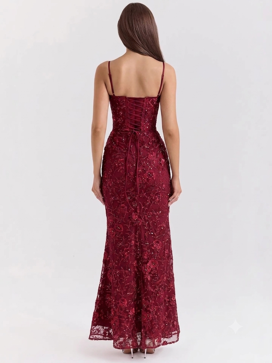Damen Glamouröses Abendkleid mit funkelnden Pailletten Drune
