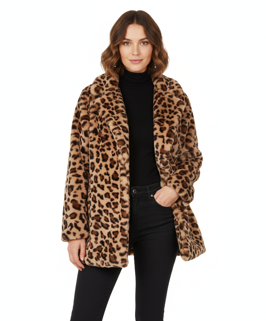 Drune | Plüsch Leopardenmuster Winterfelljacke