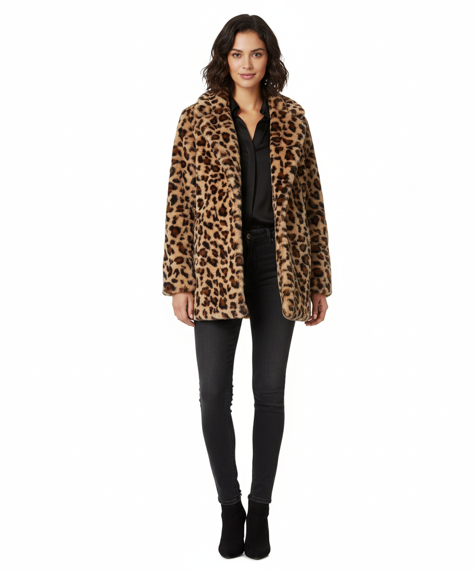 Drune | Plüsch Leopardenmuster Winterfelljacke