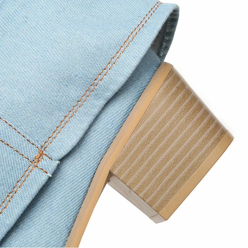 Drune | Denim kniehohe Stiefel