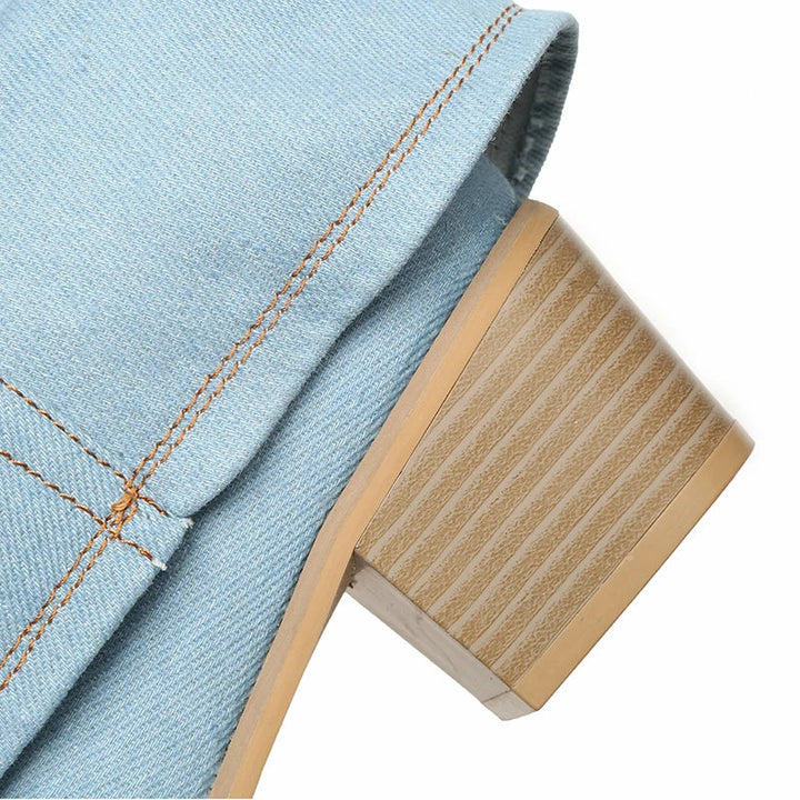 Drune | Denim kniehohe Stiefel
