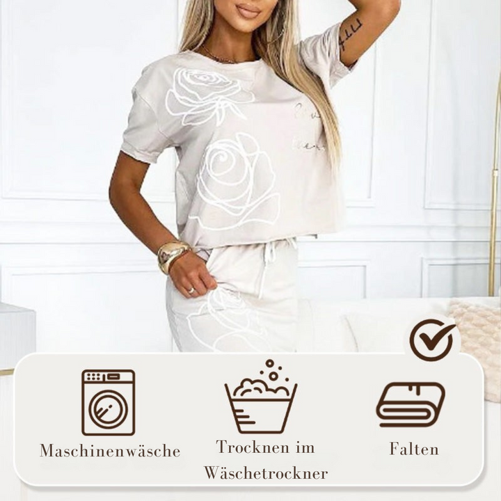 Drune | Elegantes Zweiteiler Satz Mit Blumenmuster Für Damen