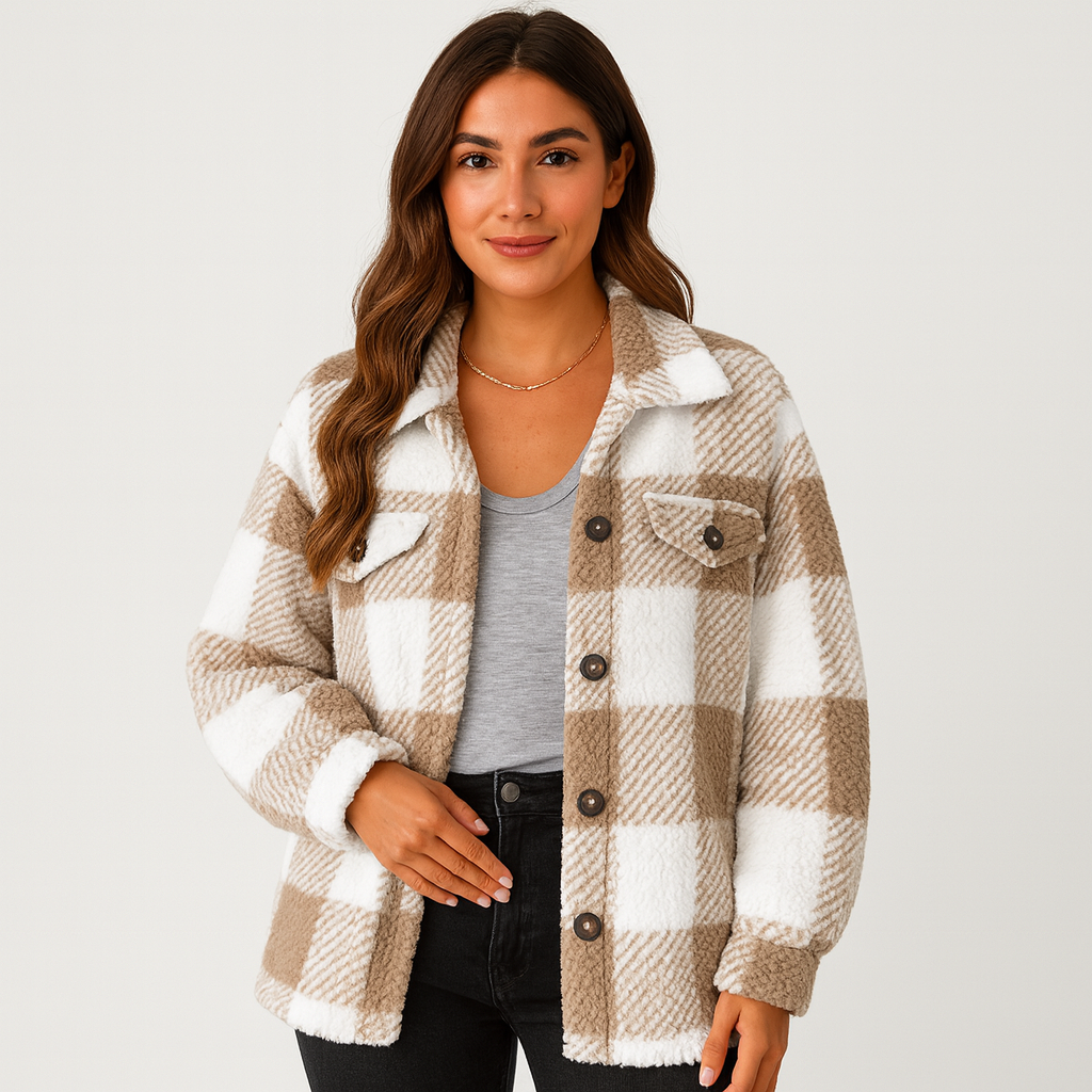 Drune | Jacke Warme Kurze Fleecejacke mit Knöpfen für Damen für Den Winter