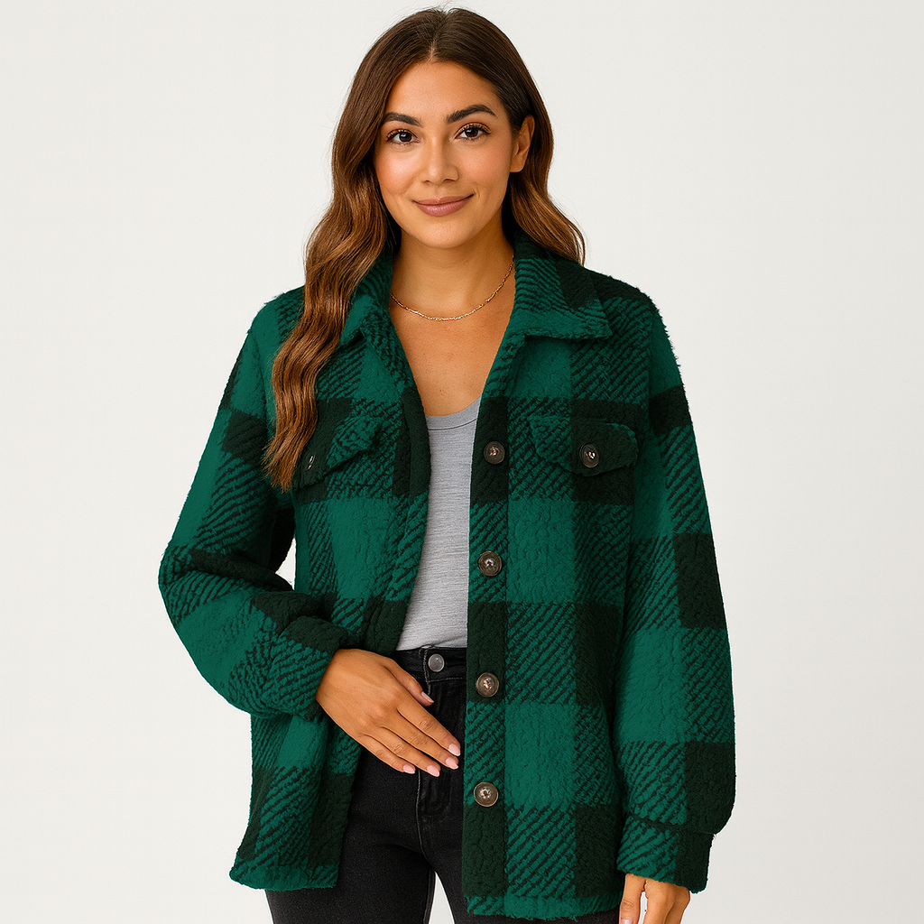 Drune | Jacke Warme Kurze Fleecejacke mit Knöpfen für Damen für Den Winter