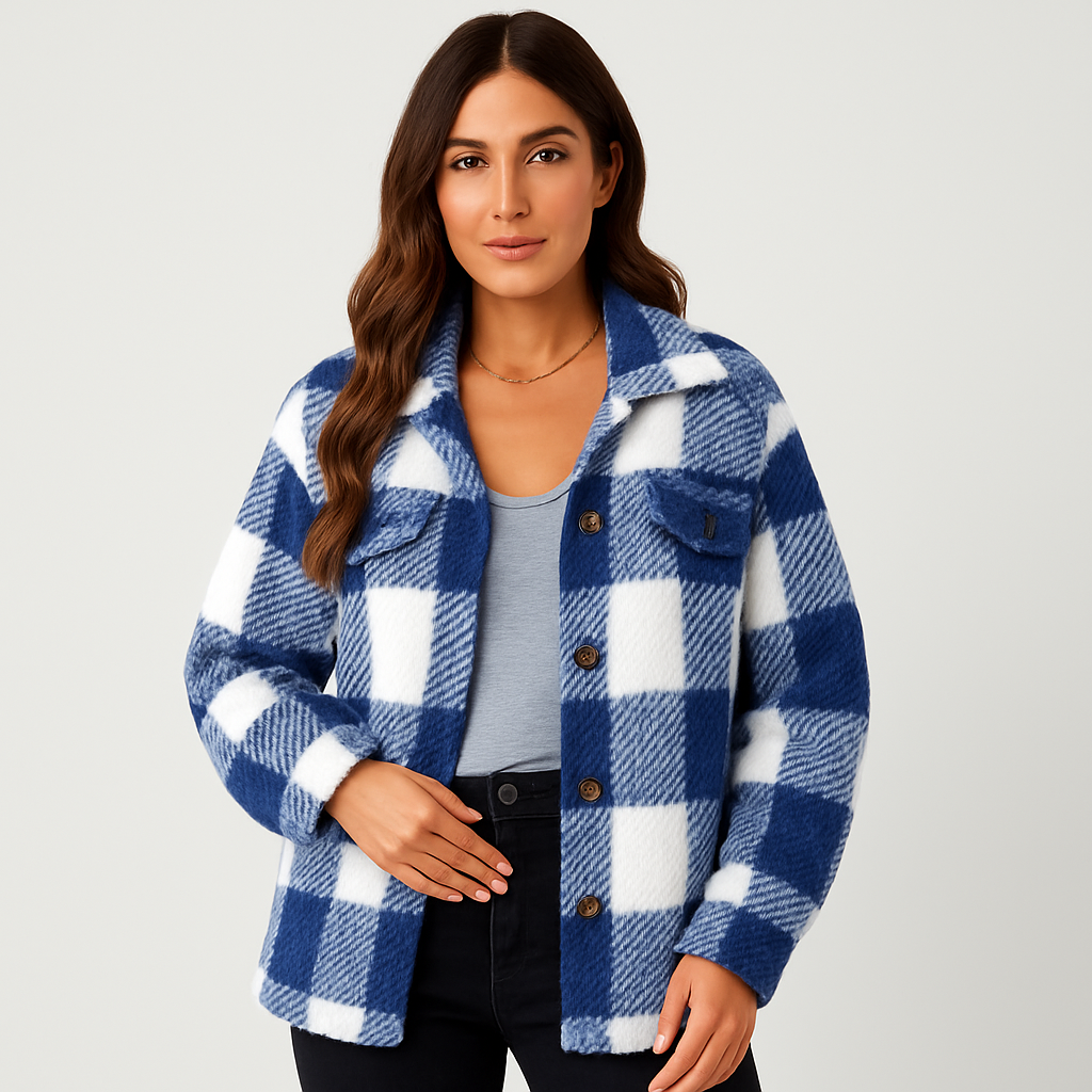 Drune | Jacke Warme Kurze Fleecejacke mit Knöpfen für Damen für Den Winter
