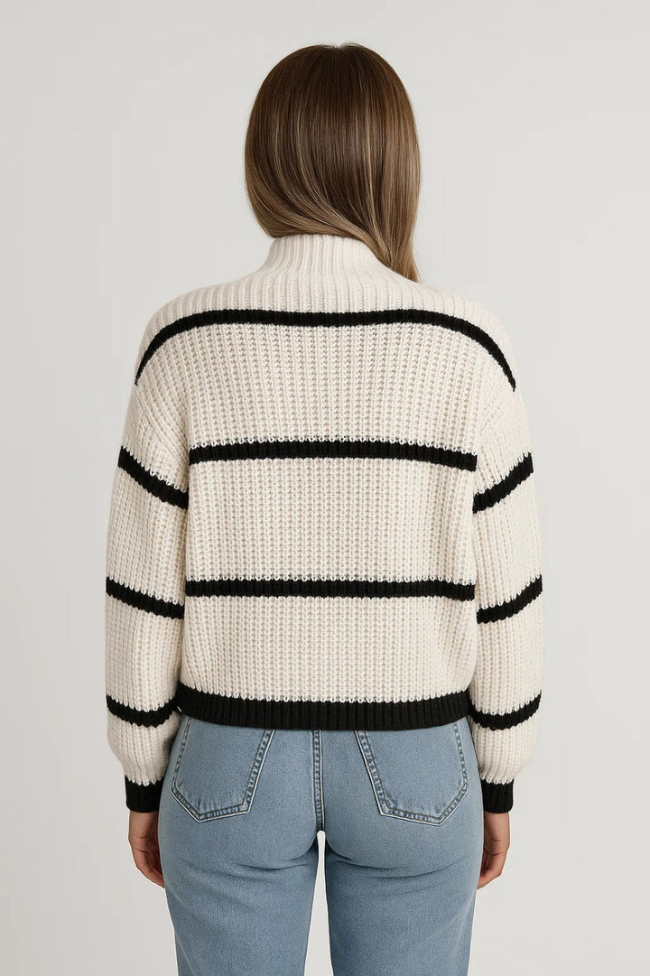 Drune | STEHKragen gestreifter Pullover