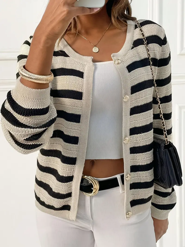 Drune | Gestreifter Damen-Cardigan aus weichem Strick
