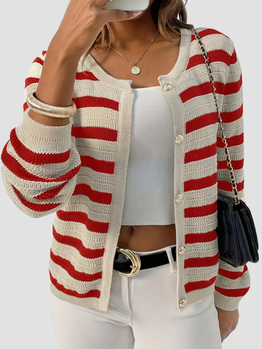 Drune | Gestreifter Damen-Cardigan aus weichem Strick