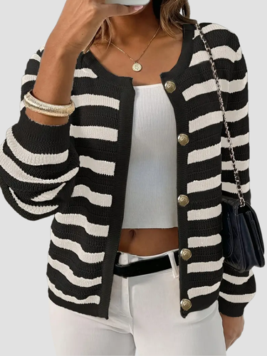 Drune | Gestreifter Damen-Cardigan aus weichem Strick