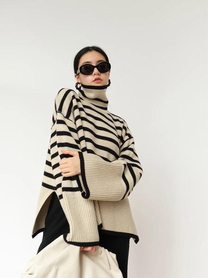 Drune | Gestreifter Rollkragenpullover für Damen