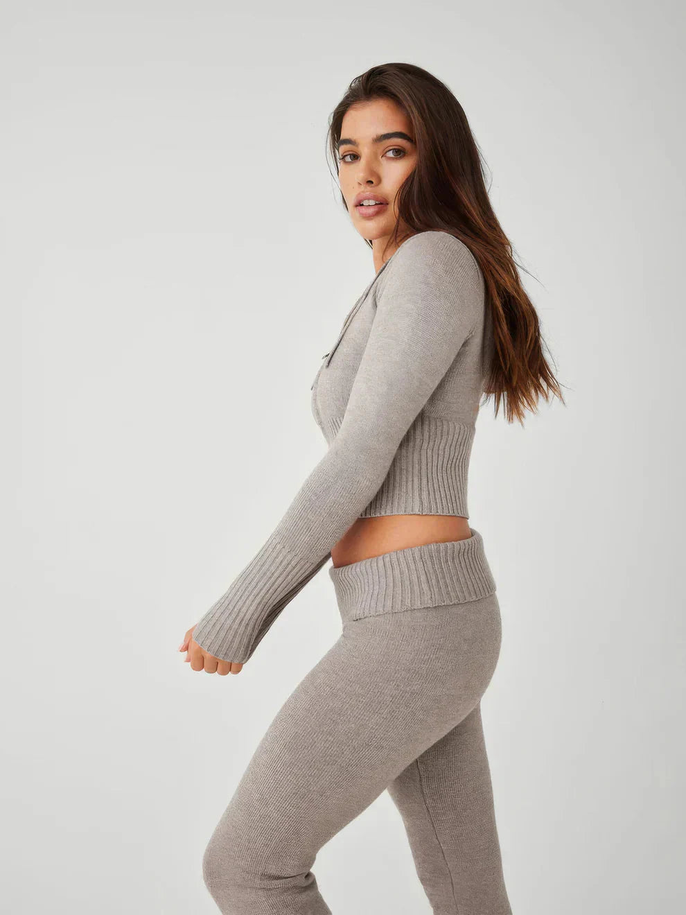 Drune | Loungewear Set Damen Zip Zweiteiliges Set aus Strickjacke und Strickhose