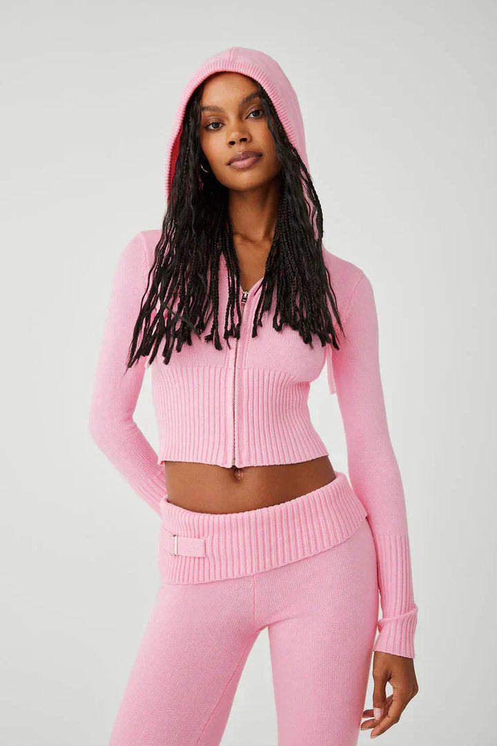 Drune | Loungewear Set Damen Zip Zweiteiliges Set aus Strickjacke und Strickhose