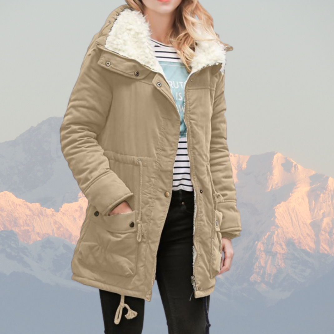 Drune | Parka-Jacke Wasserabweisend Plüschgefüttert Mit Kapuze Verstellbare Taille Mittellang