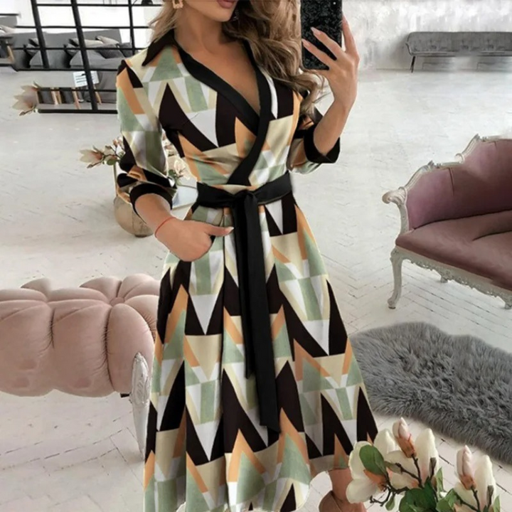 Drune | Gefüttertes Reversband bequemes Blusenkleid