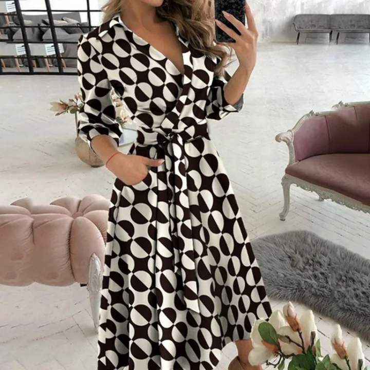 Drune | Gefüttertes Reversband bequemes Blusenkleid