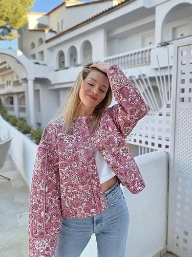 Drune | Mantel Boho Gesteppt mit Floralem Muster
