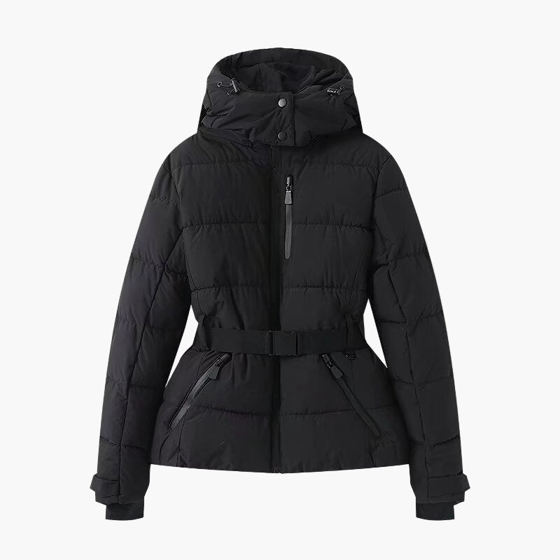 Drune | Damen Wattierte Pufferjacke mit Gürtel und Wasserabweisender Kapuze