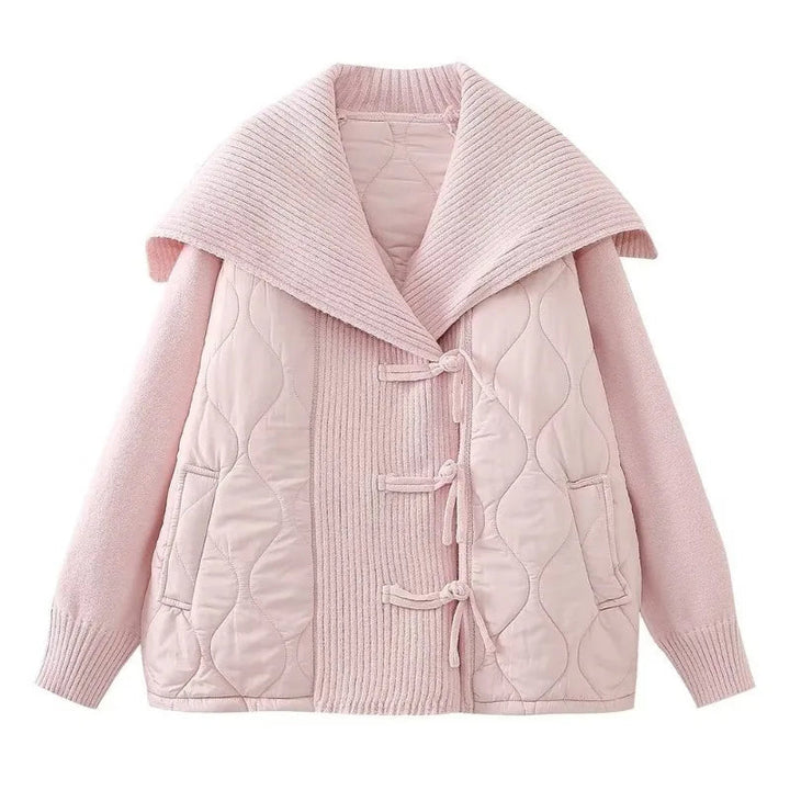 Drune | Damen Gefütterte Jacke mit Rippdetails und Breitem Kragen