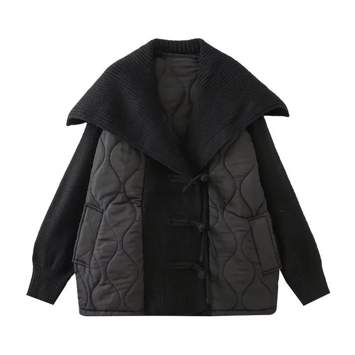 Drune | Damen Gefütterte Jacke mit Rippdetails und Breitem Kragen