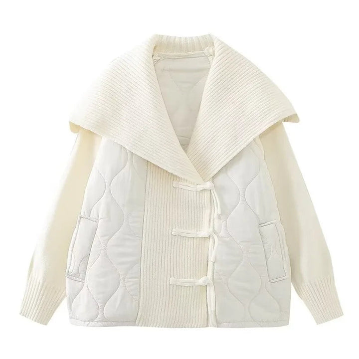 Drune | Damen Gefütterte Jacke mit Rippdetails und Breitem Kragen