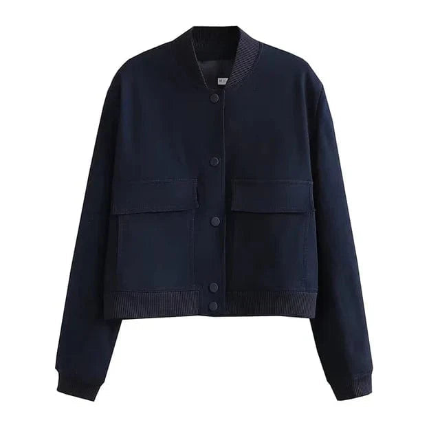 Drune | Damen Cropped Button-Down Bomberjacke