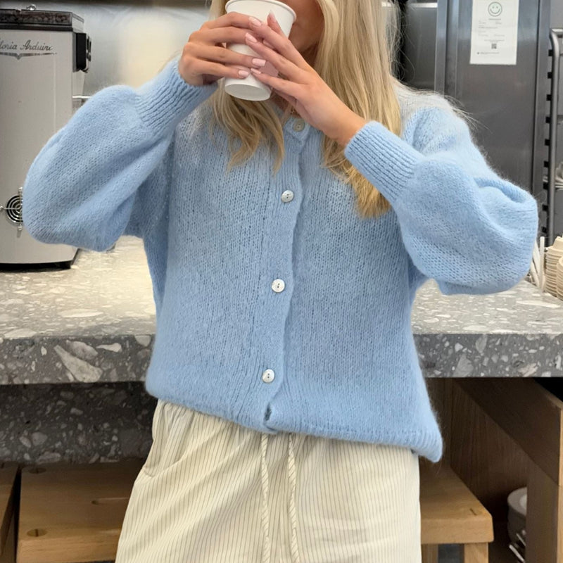 Drune | Damen Vintage Strickjacke mit Knopfschluss und langen Ärmeln