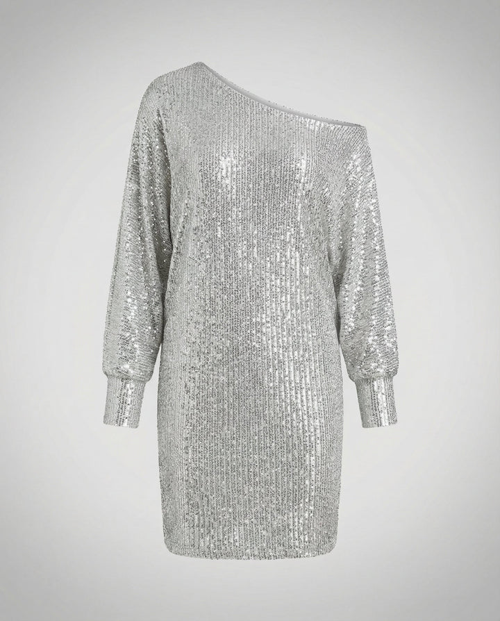 Glamouröses Kontrast Paillettenkleid Damen | Drune